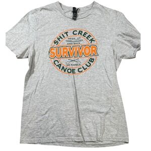 District Shit Creek Survivor Canoe Club T-Shirt Mens Medium Gray‎ Graphic Tee